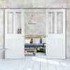 Sirius Tubular Stainless Steel Sliding Track & Malton Shaker Double Door - Clear Glass - White Primed