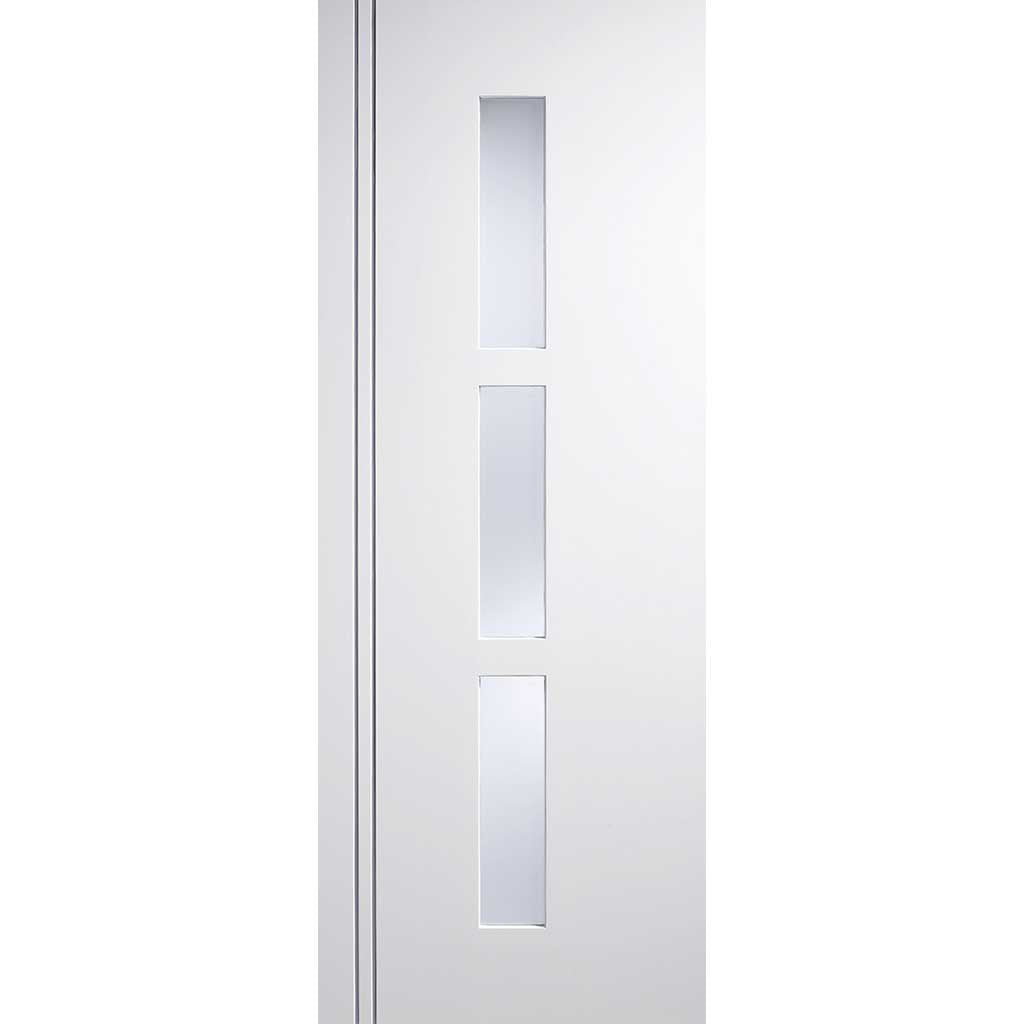 Two Sliding Doors and Frame Kit - Sierra Blanco Door - Frosted Glass - White Painted
