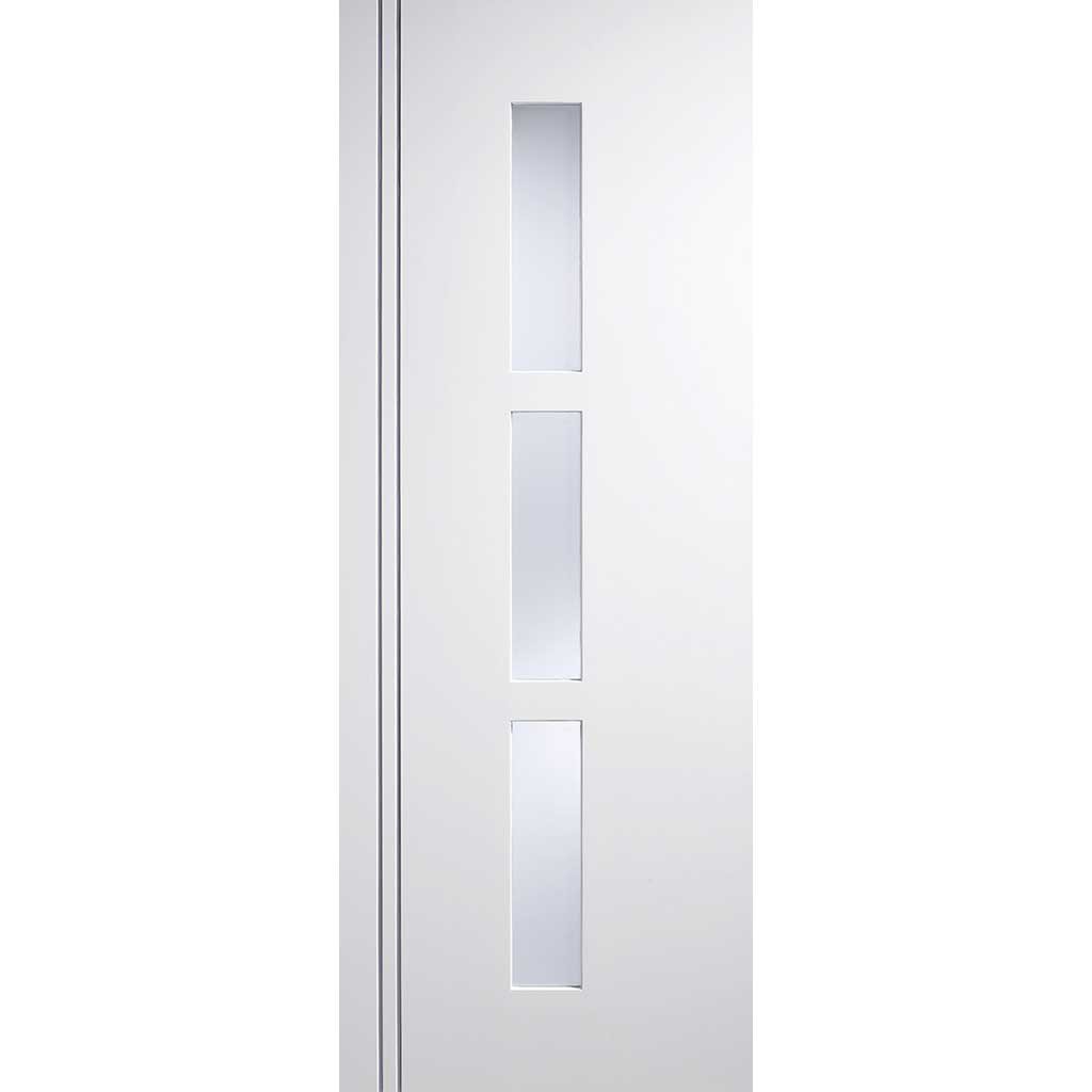 Minimalist Wardrobe Door & Frame Kit - Two Sierra Blanco Doors - Frosted Glass - White Painted