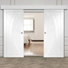 Bespoke Thruslide Surface Salerno Flush - Sliding Double Door and Track Kit - White Primed