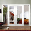 ThruEasi White Room Divider - Pattern 10 Clear Glass Primed Door Pair with Full Glass Sides