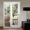 ThruEasi White Room Divider - Pattern 10 Clear Glass Primed Door with Full Glass Side