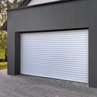 Image: Gliderol Electric Insulated Roller Garage Door from 2147 to 2451mm Wide - Laminated Woodgrain White