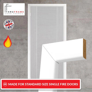 Image: Made to Size Single Interior White Primed MDF Frame and Simple Architrave Set - For 30 Minute Fire Doors
