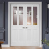 Malton Shaker Internal Door Pair - Clear Glass - White Primed