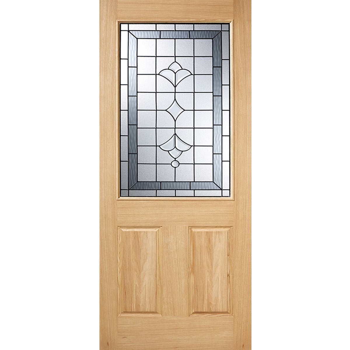 Part L Compliant Salisbury Exterior Oak Door and Frame Set - Part Frosted Double Glazing - One Unglazed Side Screen, From LPD Joinery