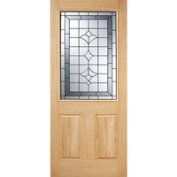 Part L Compliant Salisbury Exterior Oak Door and Frame Set - Part Frosted Double Glazing - One Unglazed Side Screen, From LPD Joinery