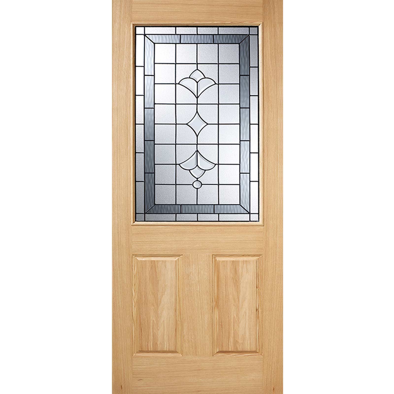Part L Compliant Salisbury Exterior Oak Door and Frame Set - Part Frosted Double Glazing - One Unglazed Side Screen, From LPD Joinery