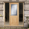 Part L Compliant Winchester Exterior Oak Door and Frame Set - Part Frosted Double Glazing - Two Unglazed Side Screens, From LPD Joinery