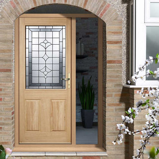 Image: Part L Compliant Winchester Exterior Oak Door and Frame Set - Part Frosted Double Glazing - One Unglazed Side Screen, From LPD Joinery
