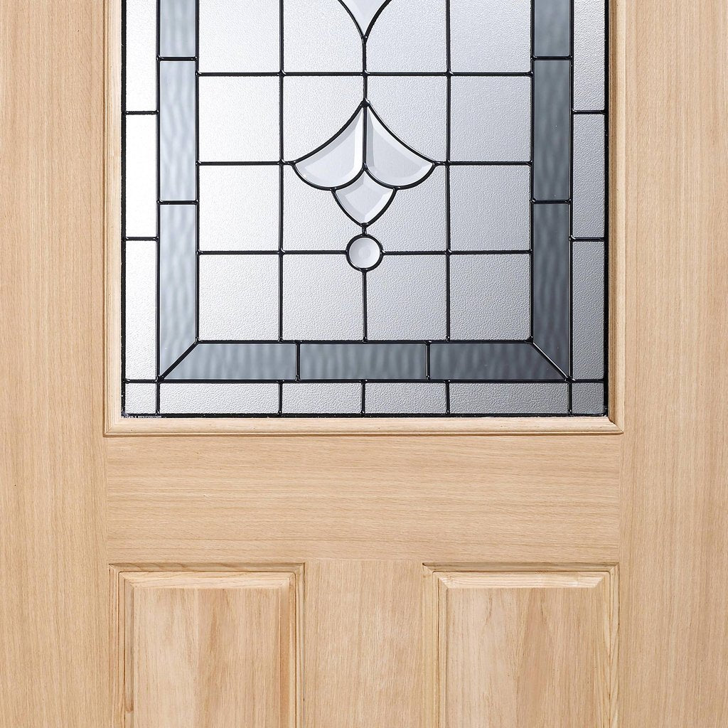 Part L Compliant Winchester External Oak Door - Part  Frosted Zinc Double Glazing - Warmerdoor Style, From LPD Joinery