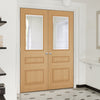 Windsor Oak Internal Door Pair - Clear Bevelled Glass - Prefinished