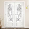 Windsor Lightly Grained Internal PVC Door Pair - Callendar Abstract Style Clear Glass