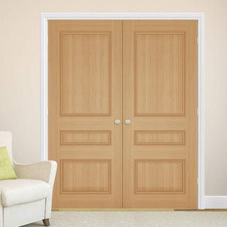 Image: Bespoke Windsor Oak Panel Internal Door Pair - Prefinished