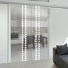 Double Glass Sliding Door - Winton 8mm Clear Glass - Obscure Printed Design - Planeo 60 Pro Kit