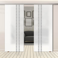 Double Glass Sliding Door - Winton 8mm Obscure Glass - Obscure Printed Design - Planeo 60 Pro Kit