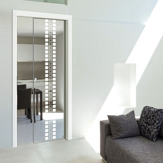 Image: Winton 8mm Clear Glass - Obscure Printed Design - Single Evokit Glass Pocket Door