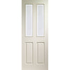 Simpli Double Door Set - Victorian Door - Grained - Forbes Etch Glass - White Primed