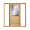 Part L Compliant Winchester Exterior Oak Door and Frame Set - Part Frosted Double Glazing - Two Unglazed Side Screens, From LPD Joinery