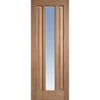 Double Sliding Door & Track - Kilburn 1 Pane Oak Doors - Clear Glass - Unfinished