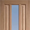 Double Sliding Door & Track - Kilburn 1 Pane Oak Doors - Clear Glass - Unfinished