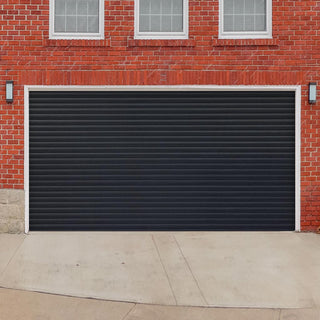 Image: Gliderol Electric Insulated Roller Garage Door from 2911 to 3359mm Wide - Laminated Woodgrain Anthracite