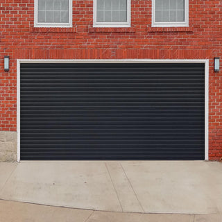 Image: Gliderol Electric Insulated Roller Garage Door from 2911 to 3359mm Wide - Laminated Woodgrain Anthracite