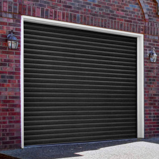 Image: Gliderol Electric Insulated Roller Garage Door from 1995 to 2146mm Wide - Laminated Woodgrain Black