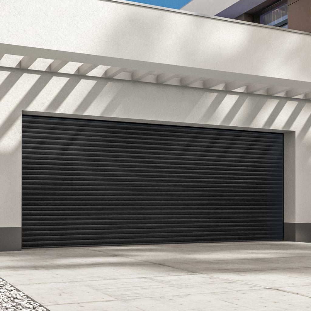 Gliderol Electric Insulated Roller Garage Door from 4711 to 5320mm Wide - Laminated Woodgrain Black