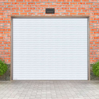 Image: Gliderol Electric Insulated Roller Garage Door from 1900 to 1994mm Wide - Laminated Woodgrain White