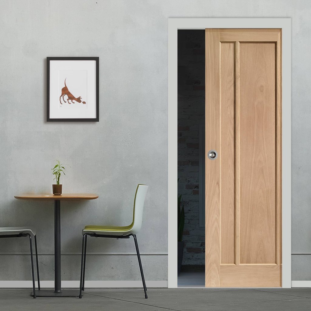 Worcester Oak 3 Panel Single Evokit Pocket Door