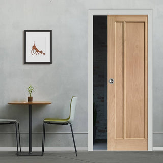 Image: Worcester Oak 3 Panel Single Evokit Pocket Door