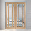 Worcester Oak 3 Pane Internal Door Pair - Clear Glass - Prefinished