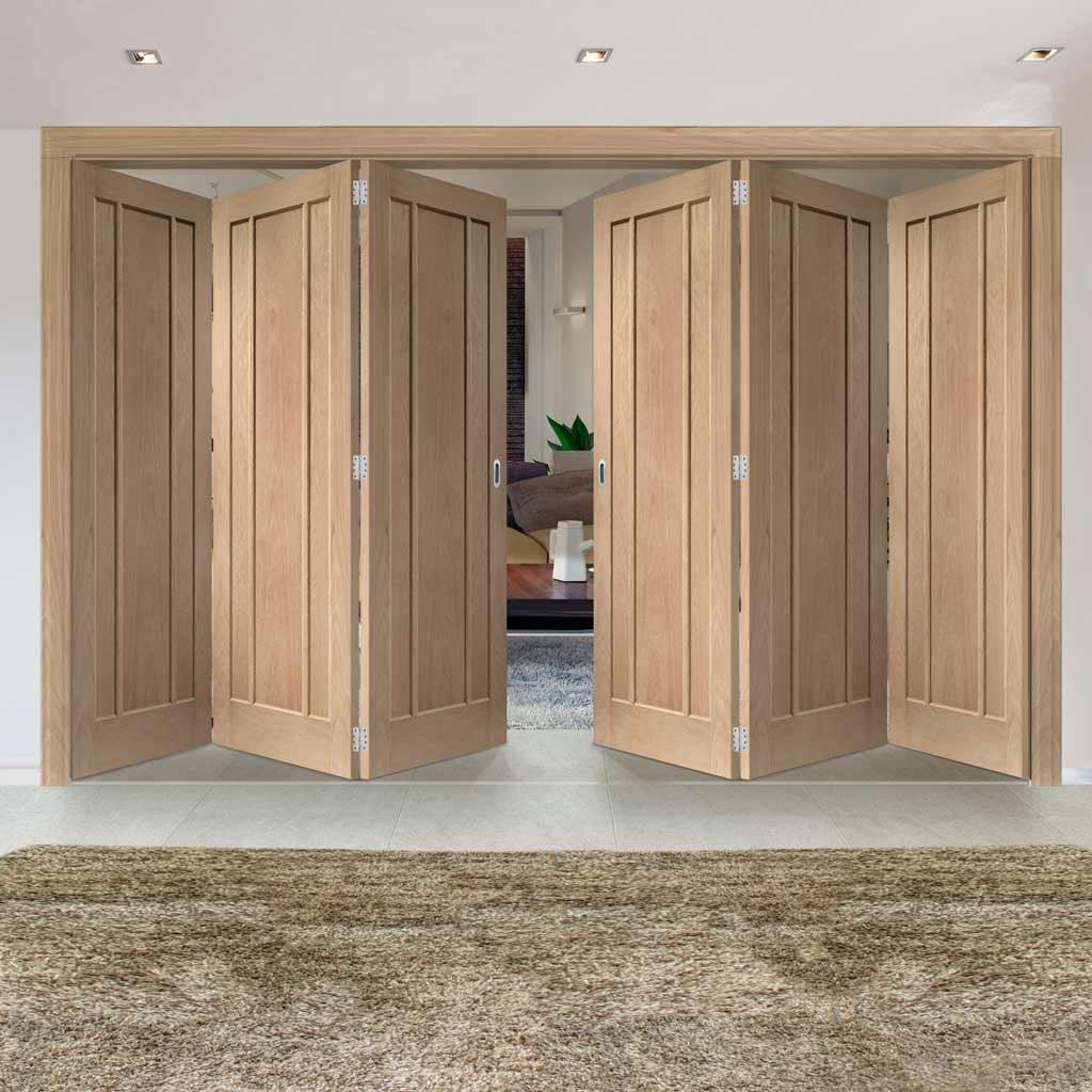 Bespoke Thrufold Worcester Oak 3 Panel Folding 3+3 Door - Prefinished