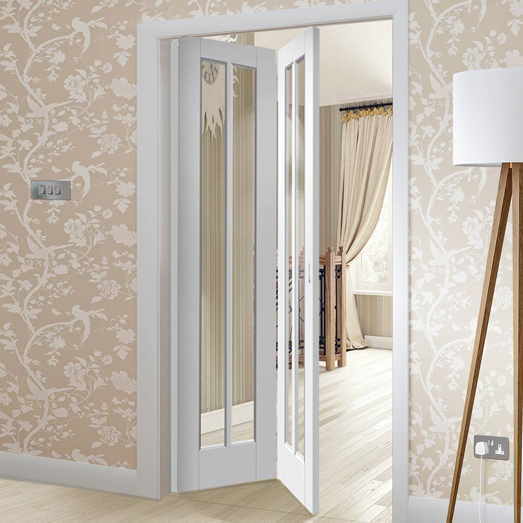 Worcester Bi- Fold Door - Clear Glass - White Primed