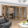 Bespoke Thrufold Worcester Oak 3 Pane Glazed Folding 3+2 Door - Prefinished