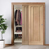 Minimalist Wardrobe Door & Frame Kit - Two Worcester Oak 3 Panel Doors - Prefinished