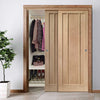 Two Sliding Wardrobe Doors & Frame Kit - Worcester Oak 3 Panel Door - Prefinished