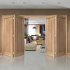 Four Folding Doors & Frame Kit - Worcester Oak 3 Panel 2+2 - Unfinished