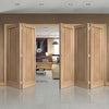 Five Folding Doors & Frame Kit - Worcester Oak 3 Panel 3+2 - Unfinished