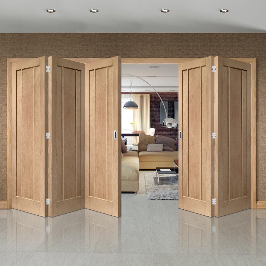 Bespoke Thrufold Worcester Oak 3 Panel Folding 3+2 Door
