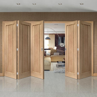 Image: Bespoke Thrufold Worcester Oak 3 Panel Folding 3+2 Door