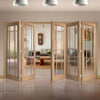 Bespoke Thrufold Worcester Oak 3 Pane Glazed Folding 3+2 Door