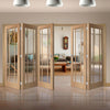 Bespoke Thrufold Worcester Oak 3 Pane Glazed Folding 3+2 Door