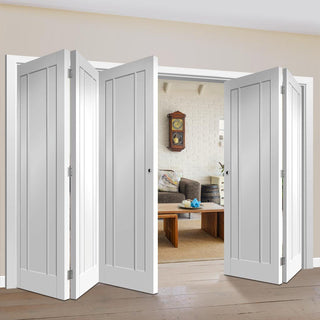 Image: Bespoke Thrufold Worcester White Primed 3P Folding 3+2 Door