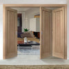 Three Folding Doors & Frame Kit - Worcester Oak 3 Panel 2+1 - Prefinished