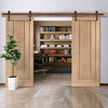 Double Sliding Door & Track - Worcester Oak 3 Panel Doors - Prefinished