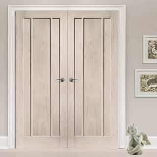 Image: Prefinished Worcester Oak 3 Panel Door Pair - Choose Your Colour