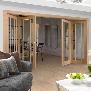 Image: Bespoke Thrufold Worcester Oak 3 Pane Glazed Folding 2+2 Door