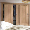 Three Sliding Wardrobe Doors & Frame Kit - Worcester Oak 3 Panel Door - Prefinished